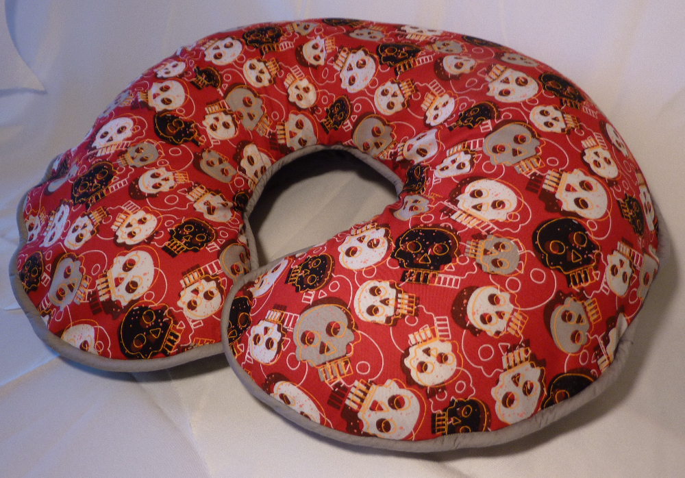 Red Boppy Pillow Cover With Black And Grey Skulls Nursing Pillow Cover